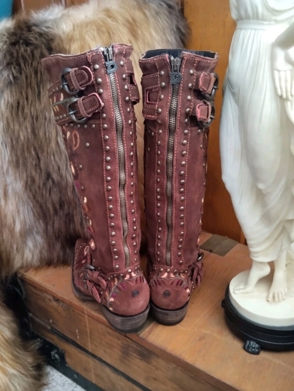 Double D Ranch  Old Gringo Embroidered Brown Zip Up Western Boots Size 9 New - Picture 3 of 9